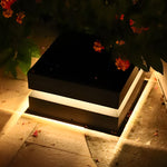 Square LED 16w Waterproof Black Modern Solar Post Caps Lights Pillar Light - Lamp Outdoor