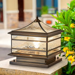 Waterproof Glass Copper Vintage Outdoor Fence Post Lights Pillar Light - Lamp Outdoor