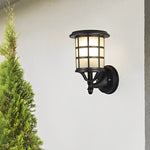 Retro Round Three Step Dimming Black European-style Solar Wall Sconces - Lamp Outdoor