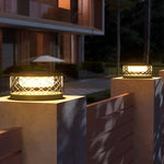 Round Creative Acrylic Waterproof Black Modern Solar Post Caps Lights - Lamp Outdoor