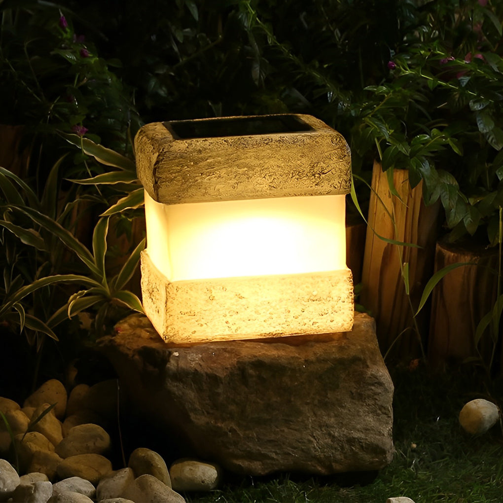 Sleek Square Resin Solar LED Garden Lamp - Lamp Outdoor