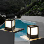 Minimalist Square Waterproof LED Black Modern Solar Fence Post Lights - Lamp Outdoor