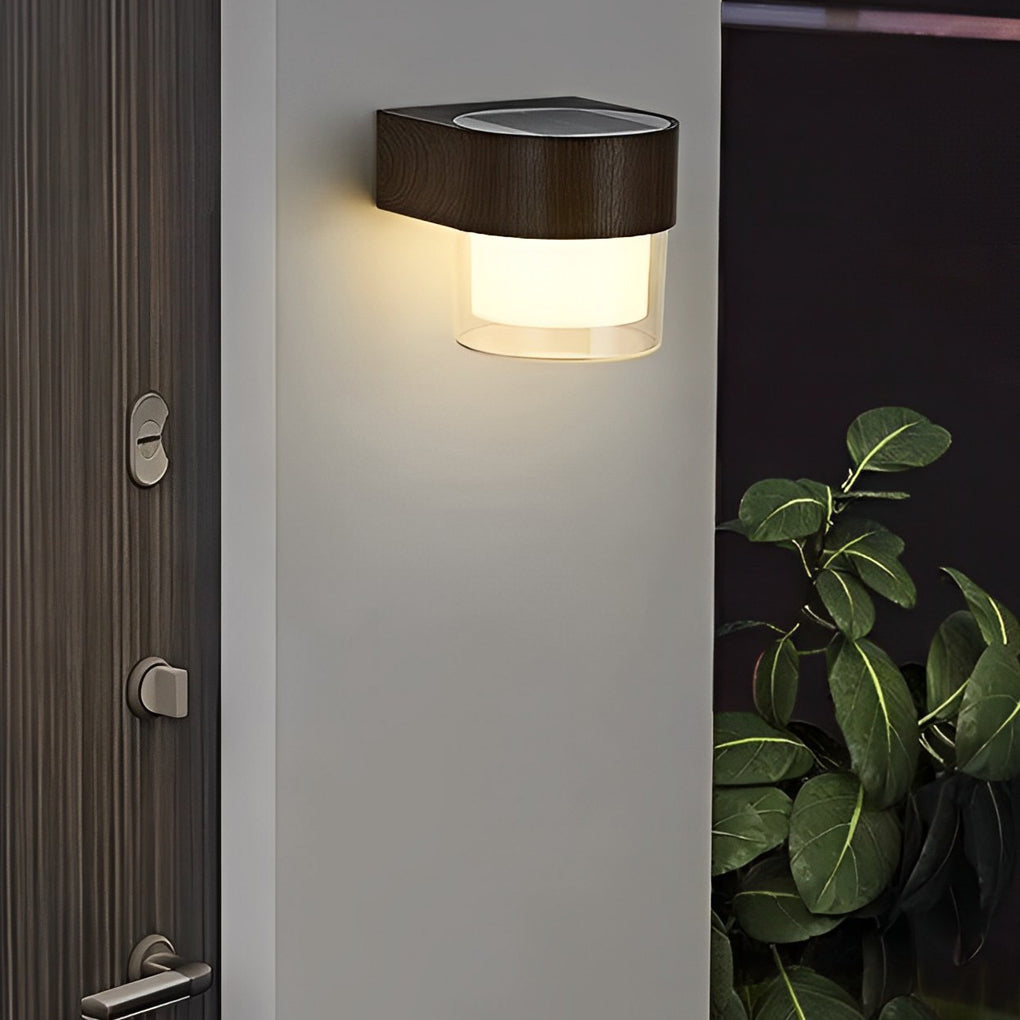 Square Round Waterproof LED Black Minimalist Solar Outdoor Wall Lights - Lamp Outdoor