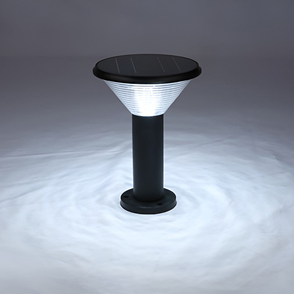 Contemporary Tapered Solar LED Pathway Light Black Cylindrical Outdoor Lighting - Lamp Outdoor