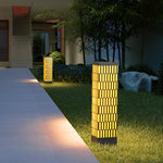 Grid-Designed LED Black Outdoor Lawn Lamp Modern Waterproof Landscape Bollard Lights - Lamp Outdoor