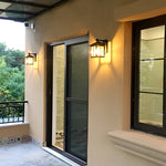 Antique Lantern Shaped Glass Waterproof Black Modern Wall Sconce Lighting - Lamp Outdoor