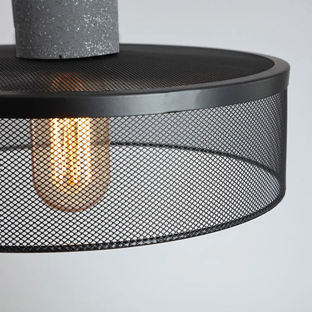 Xenith Industrial Cylindrical Pendant Light, Cement/Metal - Lamp Outdoor