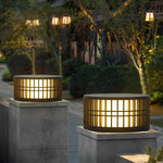 Round Creative Waterproof LED Black Modern Solar Fence Post Lights - Lamp Outdoor