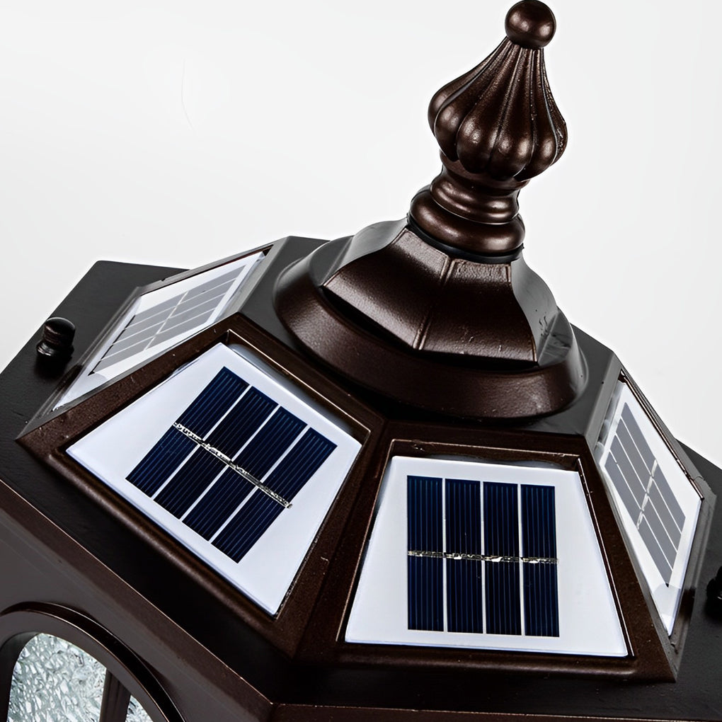 Waterproof LED Three Step Dimming European Style Solar Fence Post Lights - Lamp Outdoor
