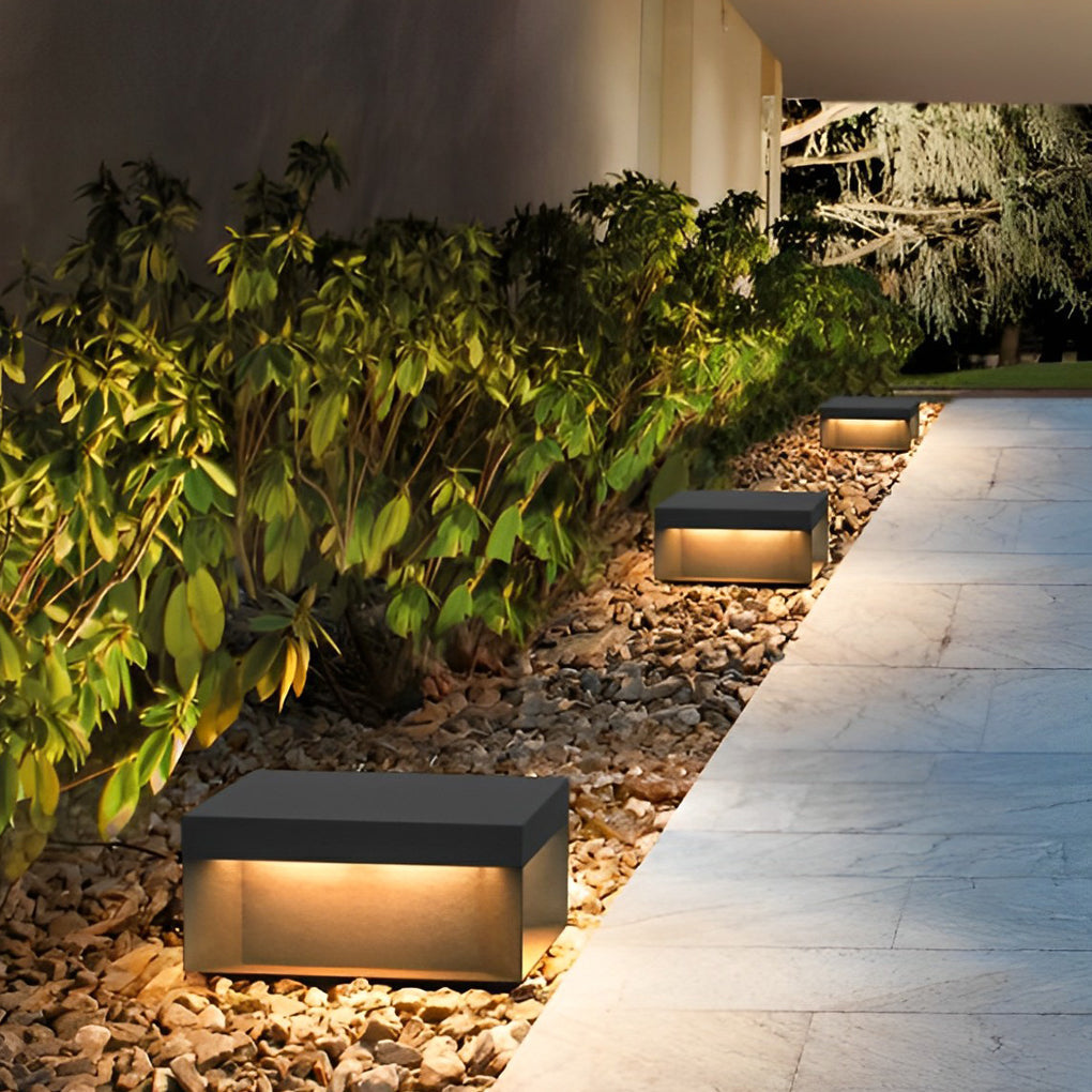 Square LED Hardwired/Solar Outdoor Pier Mount Lantern Post Light Black - Lamp Outdoor
