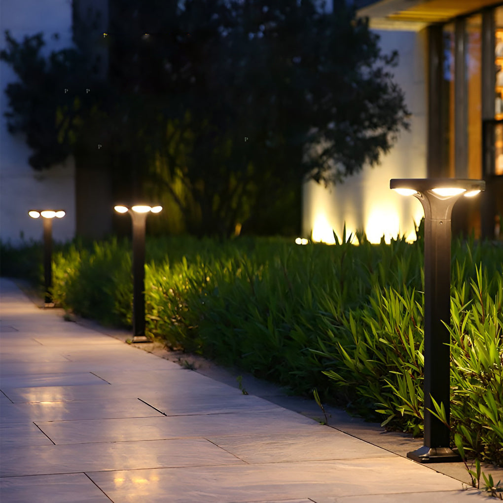 4-Light Square Waterproof LED Outdoor Path Lights - Solar & Hardwired Options - Lamp Outdoor