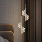 Zeva Vintage Golden Ribbon Pendant Light, Metal/Acrylic - Lamp Outdoor