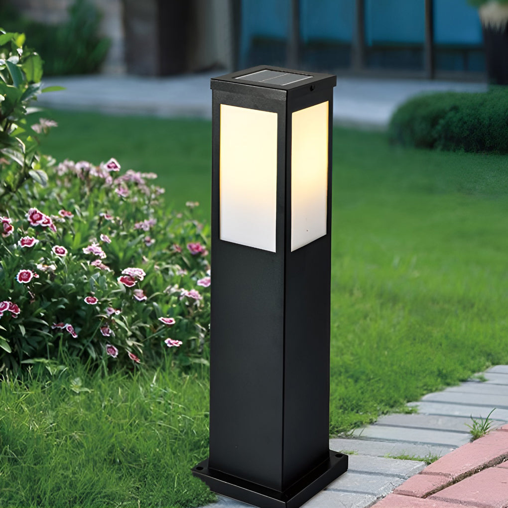 Remote-Controlled Industrial Solar Bollard Lights Waterproof & Square Outdoor Lighting - Lamp Outdoor