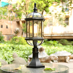 Elegant Black Retro Outdoor Post Lights Waterproof Metal and Glass Fence Lighting - Lamp Outdoor