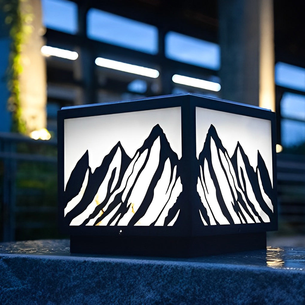 Outdoor Waterproof LED Mountain Scenery Black Solar Fence Post Lights - Lamp Outdoor