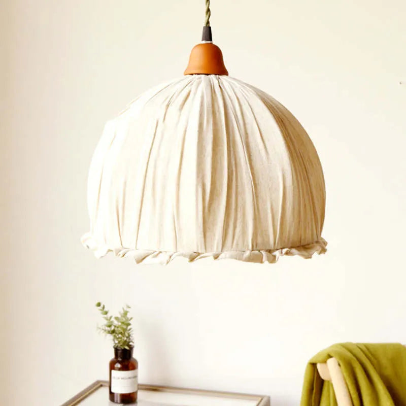 Haloa Vintage Pendant Light Beige, Fabric - Lamp Outdoor