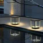Modern Open Frame Square LED Solar Pier-Mounted Outdoor Post Light - Lamp Outdoor