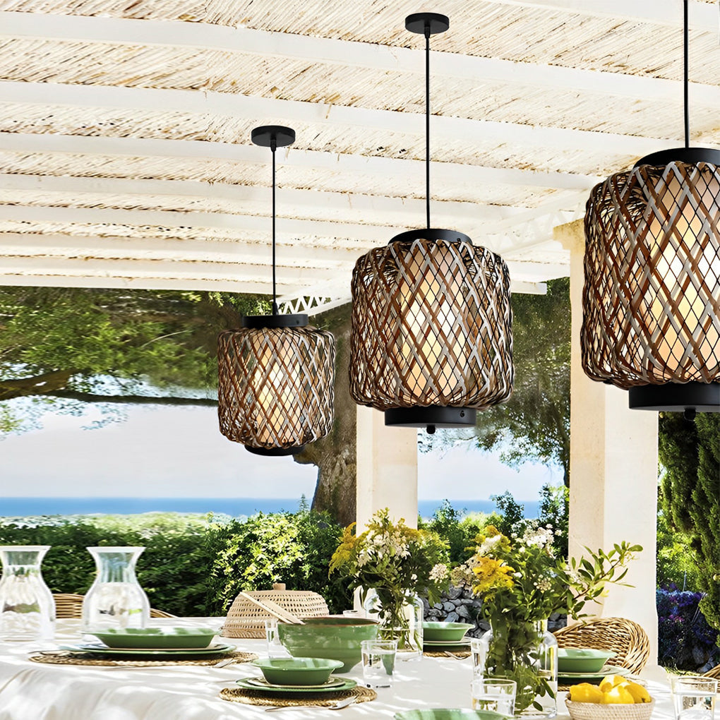 Rattan Waterproof Rustic Modern Outdoor Chandelier Pendants Ceiling Lights - Lamp Outdoor