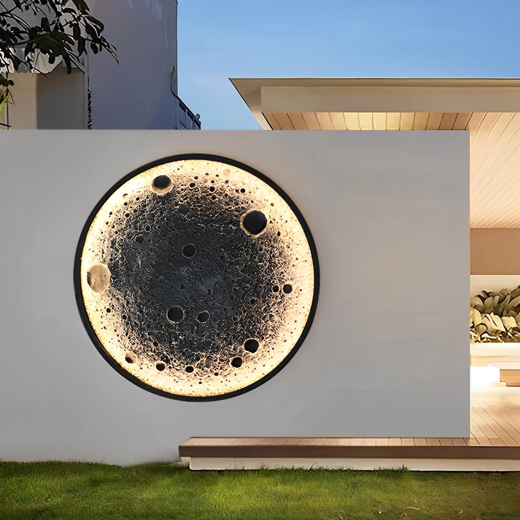 Round Moon Waterproof LED Modern Outdoor Wall Lights Fixture Wall Lamp - Lamp Outdoor