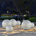 Waterproof Round Metal Hollow White Modern Outdoor Lanterns Lawn Lamp - Lamp Outdoor
