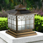 Classical Waterproof LED 3 Step Dimming Bronze Solar Post Caps Lights - Lamp Outdoor