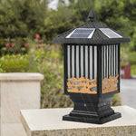 Retro Scenery Waterproof LED Black Vintage Solar Fence Post Lights - Lamp Outdoor