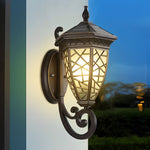 Retro Pattern Waterproof Black American Style Solar Powered Wall Lamp - Lamp Outdoor