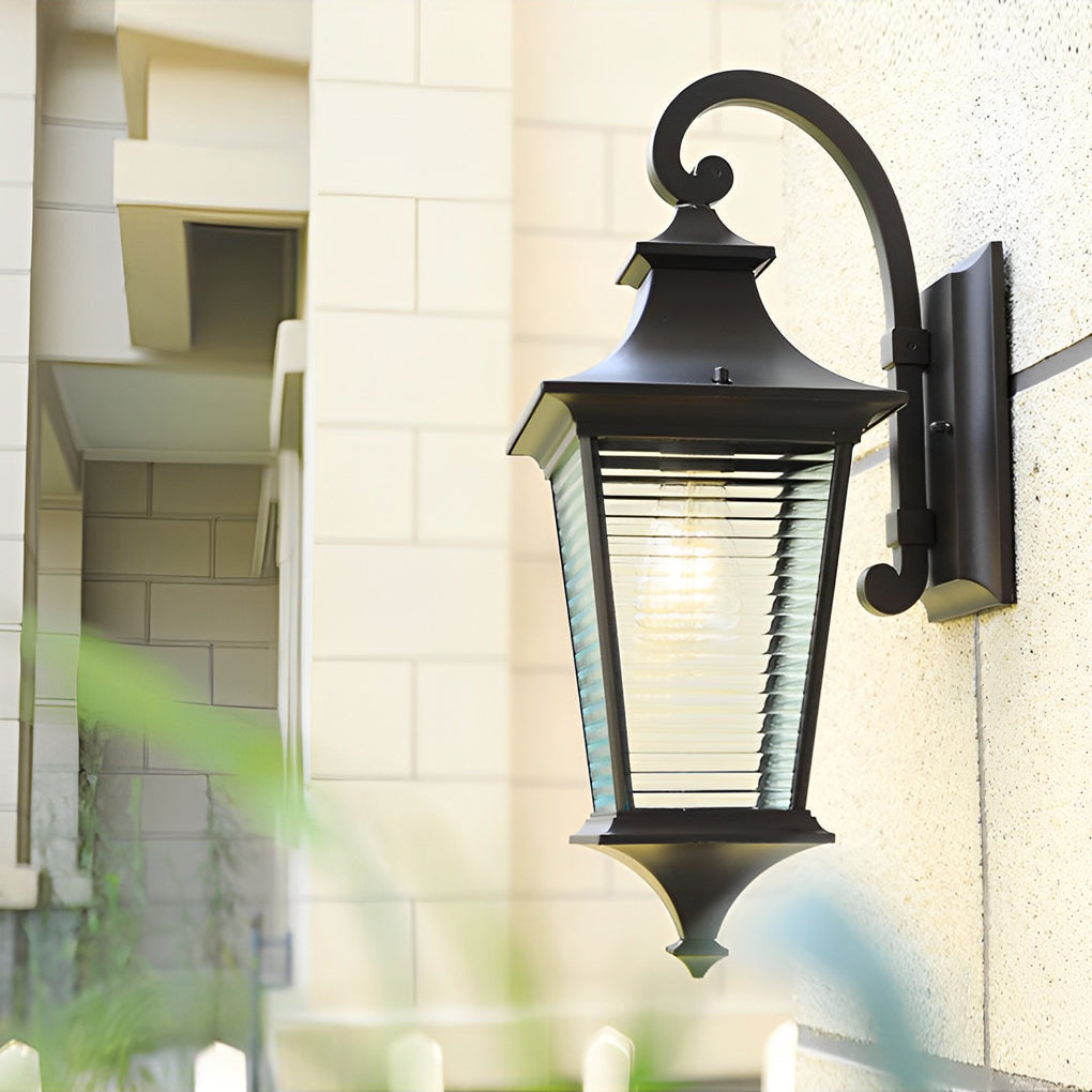 Retro Waterproof Creative Stripes Glass Shade Modern Outdoor Wall Light - Lamp Outdoor