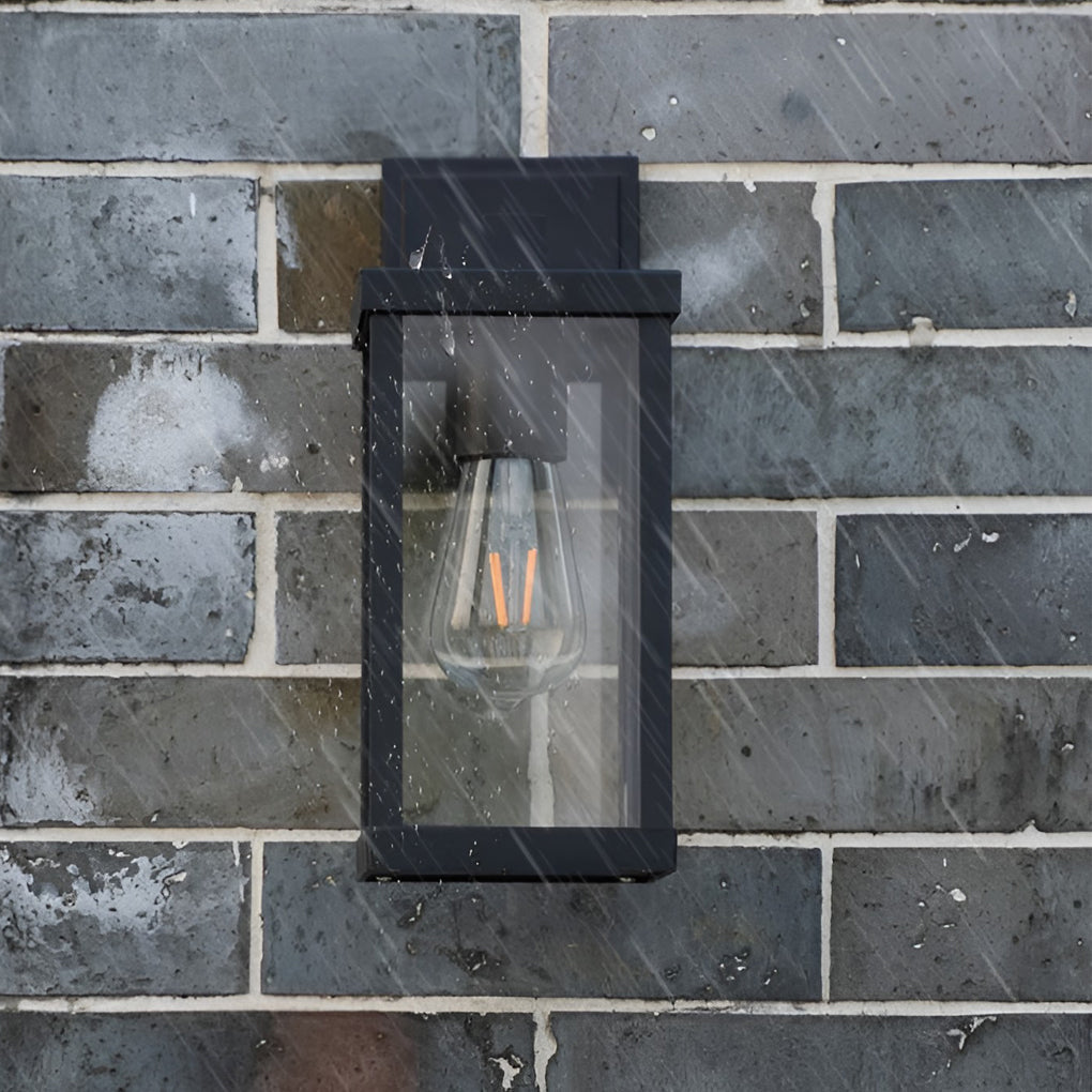 Rectangular Glass Waterproof Black Modern Outdoor Wall Lamp Exterior Lights - Lamp Outdoor