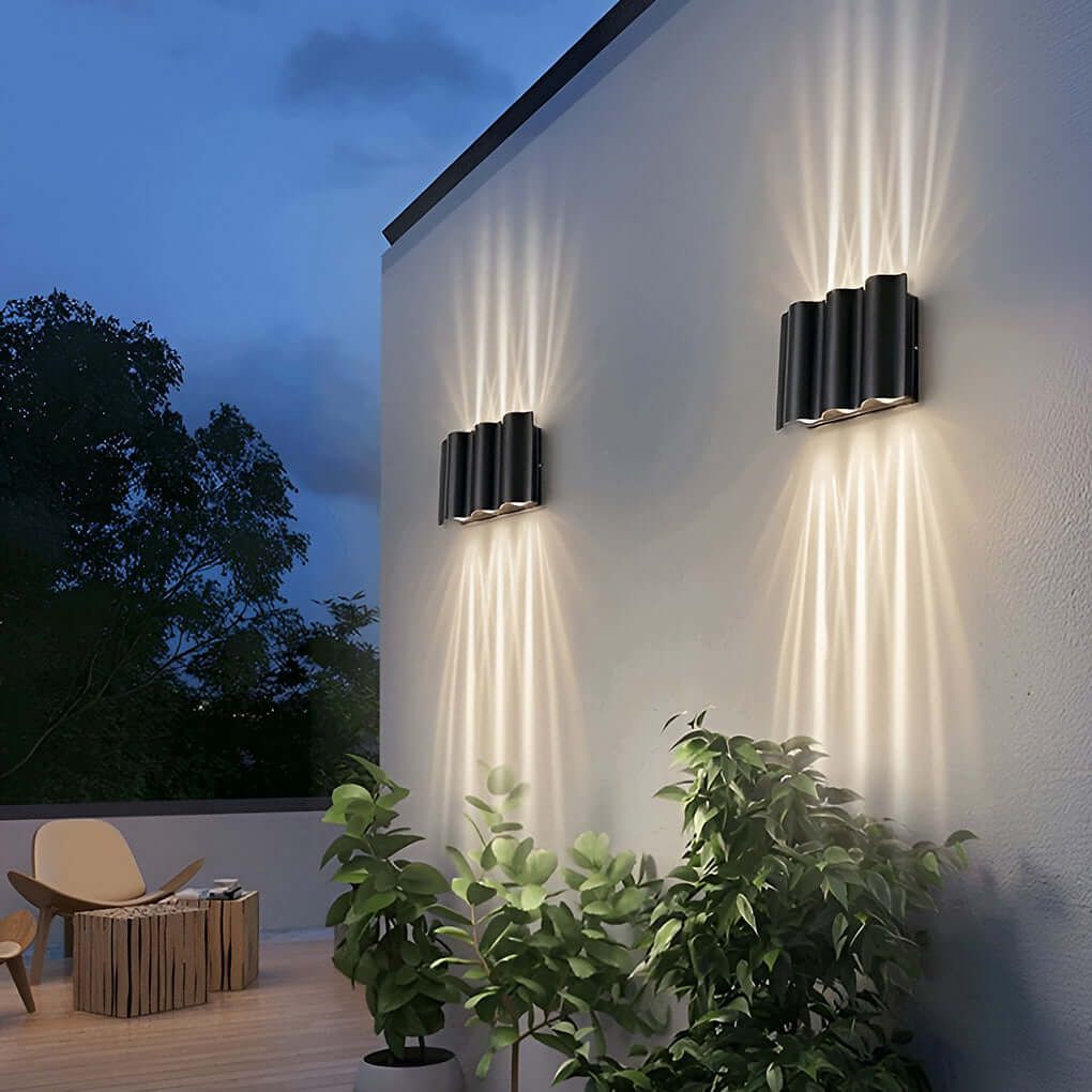 Arc Waterproof Wave Wall Sconces Outdoor Cool LED Up and Down Wall Mounted Lights - Lamp Outdoor