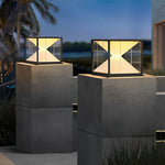 Square Creative Hourglass Shape LED Waterproof Solar Fence Post Lights - Lamp Outdoor