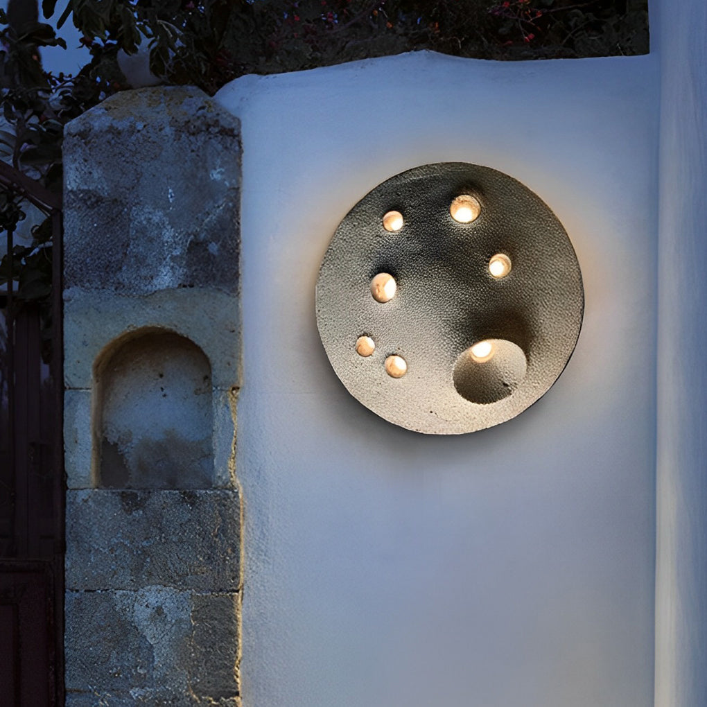 Round Creative Cement Lunar Crater Waterproof LED Outdoor Wall Lamp - Lamp Outdoor