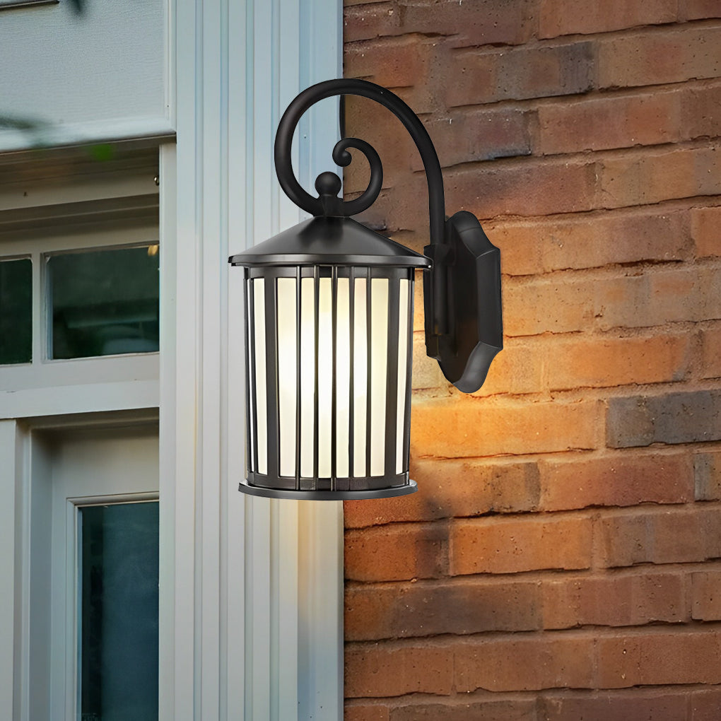 Waterproof Striped Glass Aluminum Black Retro Outdoor Wall Lights - Lamp Outdoor