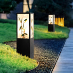 Vintage Square Solar LED Path Light Artistic Floral Landscape Bollard Lights - Lamp Outdoor