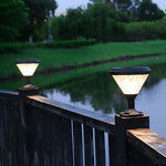 Round Waterproof Colorful Gradient Modern Solar Fence Post Lights - Lamp Outdoor
