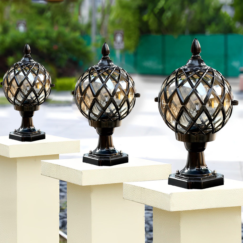 Glass Aluminum Round Ball Waterproof LED Outdoor Fence Post Lights - Lamp Outdoor