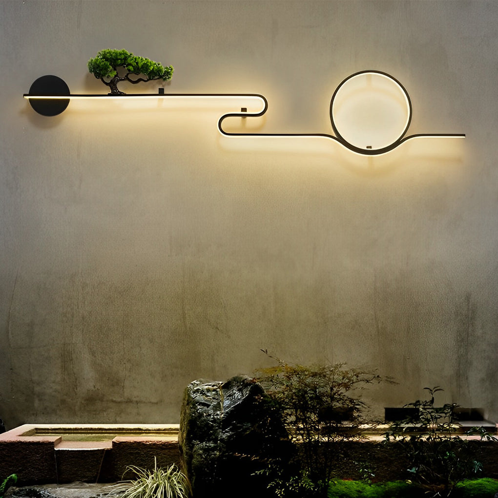 Moon Tree Scenery Waterproof LED Black Retro Outdoor Wall Lights Sconces - Lamp Outdoor