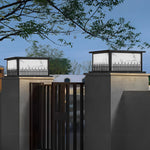 Square Waterproof 3 Step Dimming Black Retro Solar Fence Post Lights - Lamp Outdoor