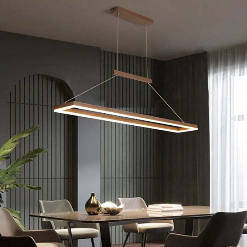 Gloen Modern Rectangular Hanging Pendant Light, Gold/Coffee - Lamp Outdoor