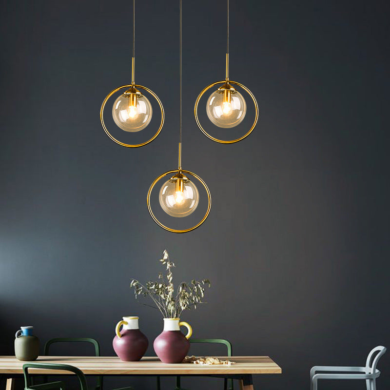 Zoey Glass Pendant Light with a Metal Ring - Lamp Outdoor