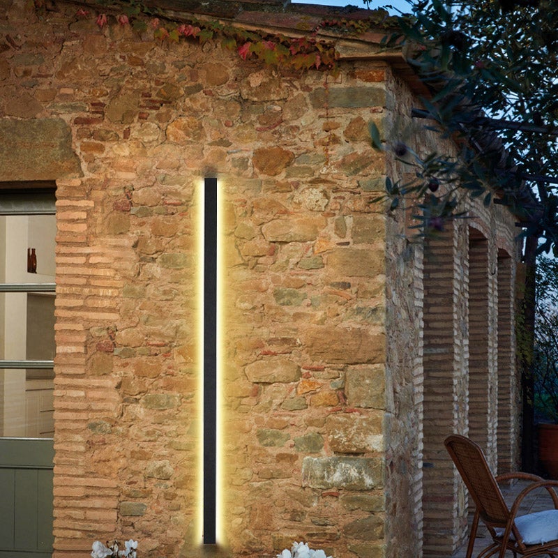 Black Long Linear Metal Waterproof Dimmable Modern Outdoor Wall Lights - Lamp Outdoor