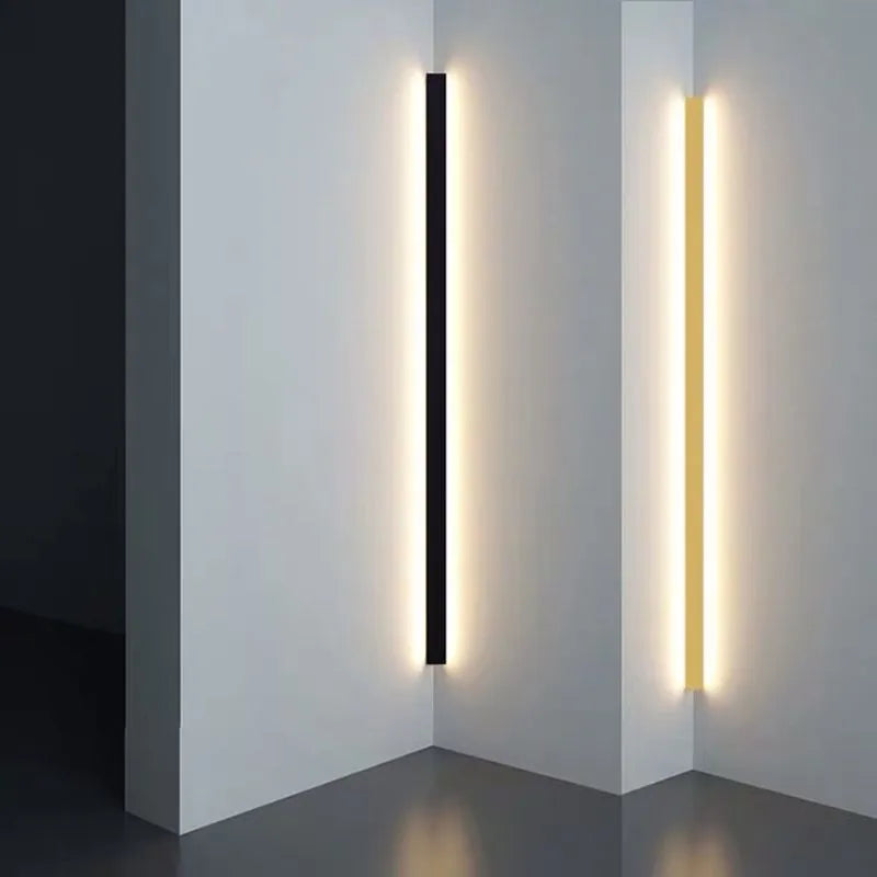 Gravo Minimalist Linear Metal/Acrylic Wall Lamp, Gold/Black/White - Lamp Outdoor