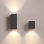 Tavon Minimalist Metal Square Outdoor Wall Lamp, Black - Lamp Outdoor