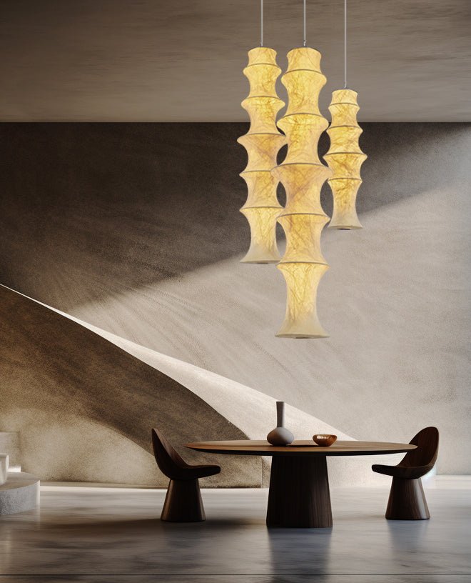 Elraeor Layered Mulberry Silk Pendant Light - Lamp Outdoor