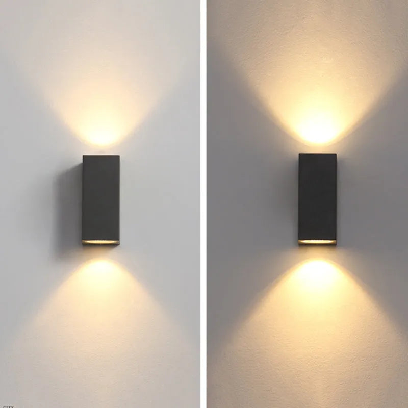 Tavon Minimalist Metal Square Outdoor Wall Lamp, Black - Lamp Outdoor