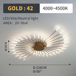 Wesley Flush-Mount Ceiling Light Fireworks, Black/Gold - Lamp Outdoor
