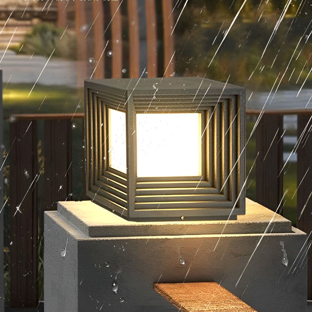 Square Creative Waterproof LED Black Modern Solar Post Caps Lights - Lamp Outdoor