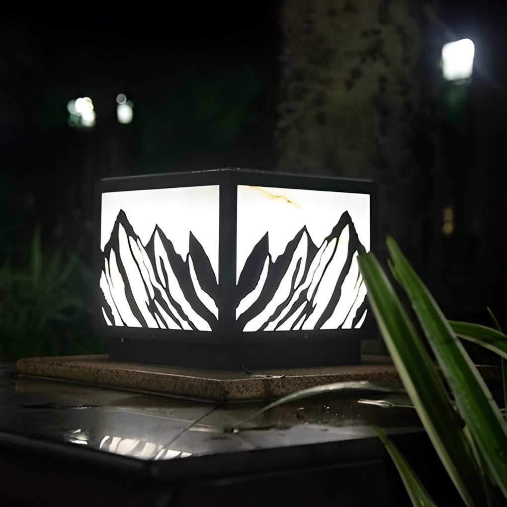 Outdoor Waterproof LED Mountain Scenery Black Solar Fence Post Lights - Lamp Outdoor