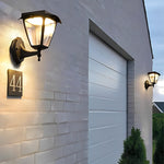 1-Light Black Solar Powered Porch Sconce LED Outdoor Wall Light - Lamp Outdoor