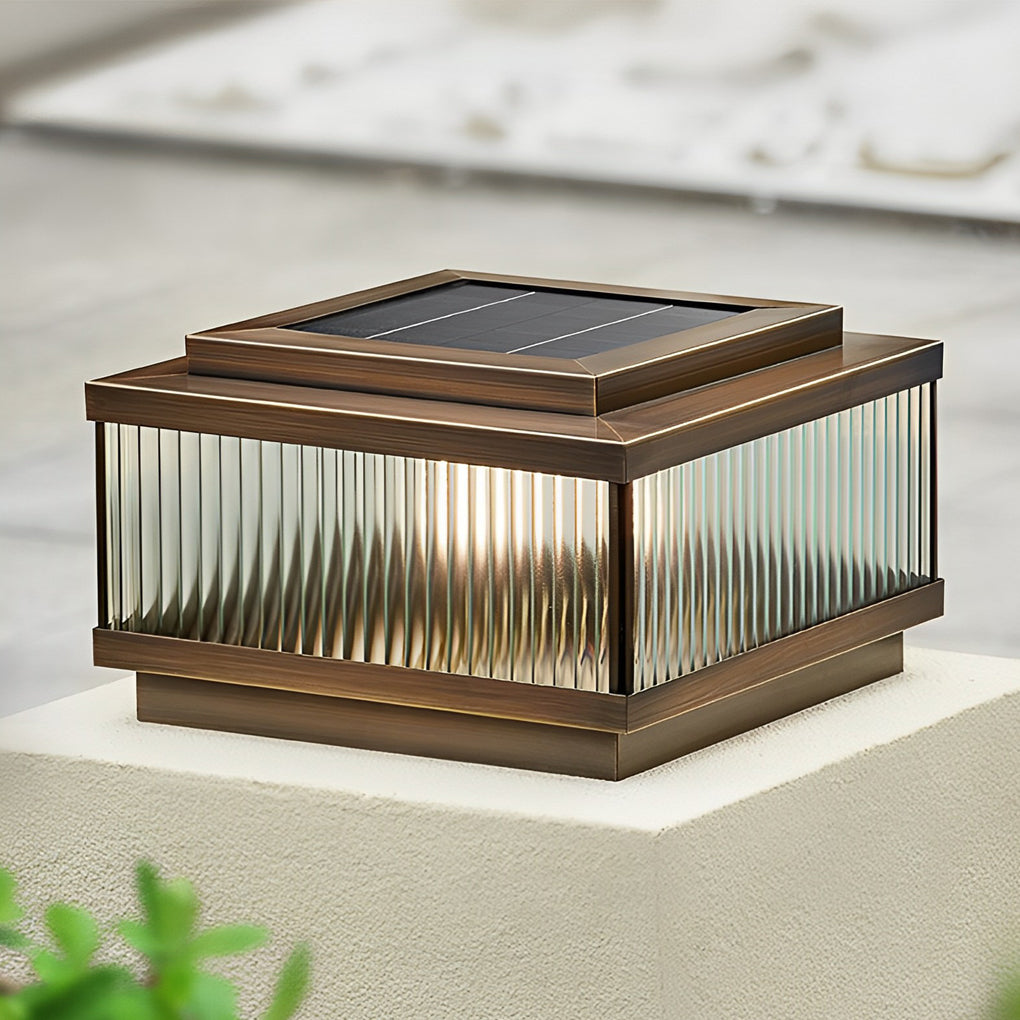 Square Waterproof Intelligent Timing modern Solar Fence Post Lights - Lamp Outdoor